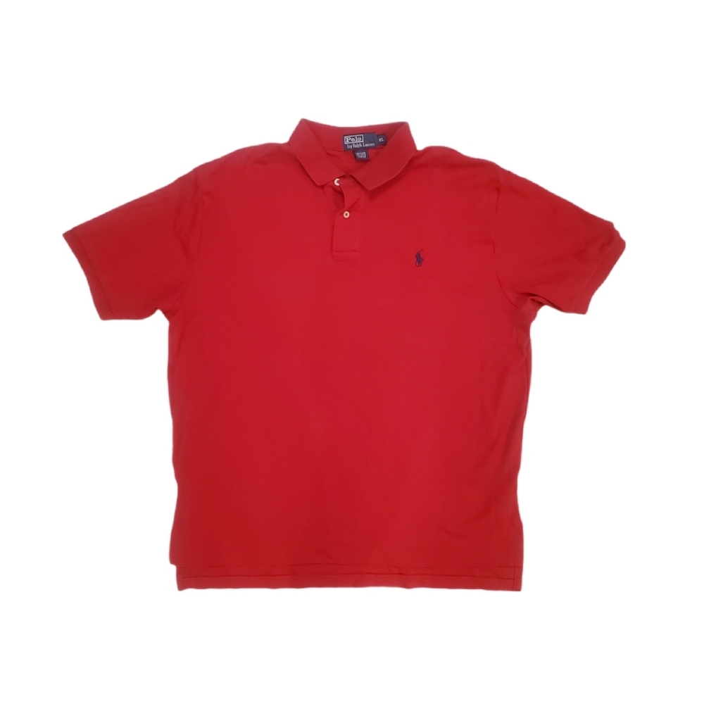 Ralph Lauren Polo Men's Red Short Sleeve Collared Soft Knit Shirt Size XL